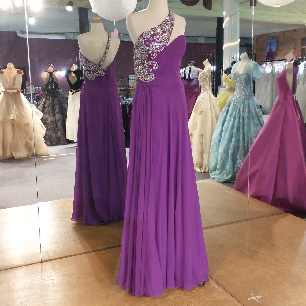 Panoply Rhinestoned One Shoulder Dress